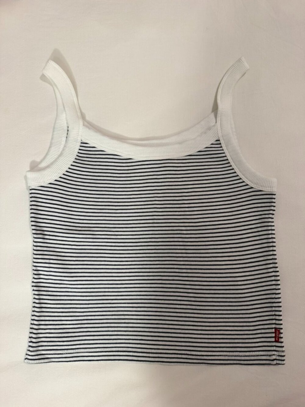 Levi's Ribbed Tank Top White Navy Stripe L NWT